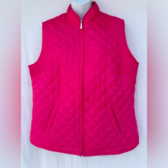 Karen Scott Pink Quilted Vest with Stand-Up Collar #A1 - Picture 1 of 10